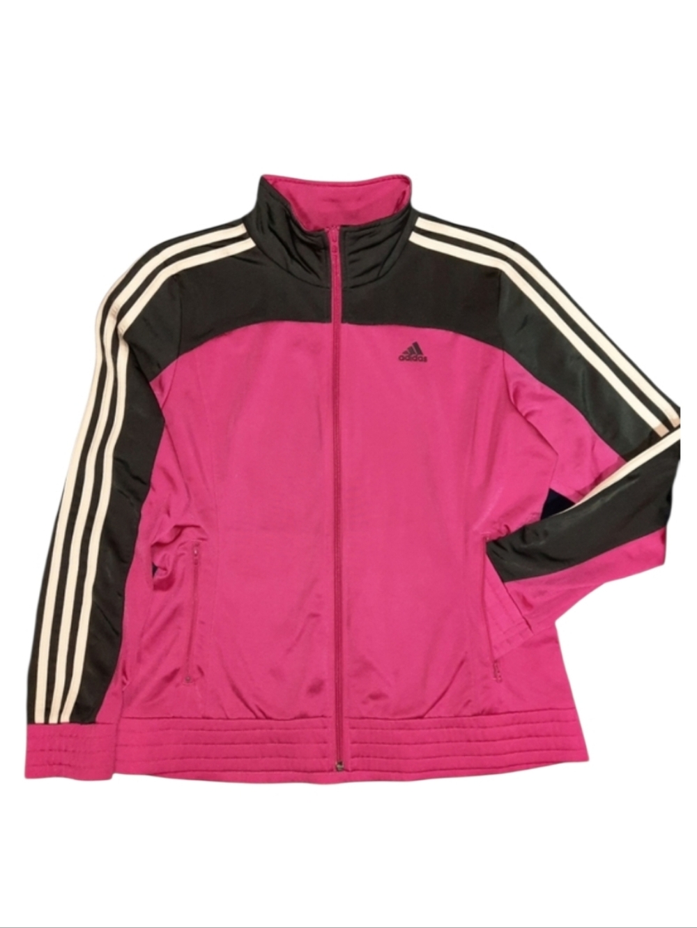 Adidas Pink Black 3-Stripe Track Jacket SZ M